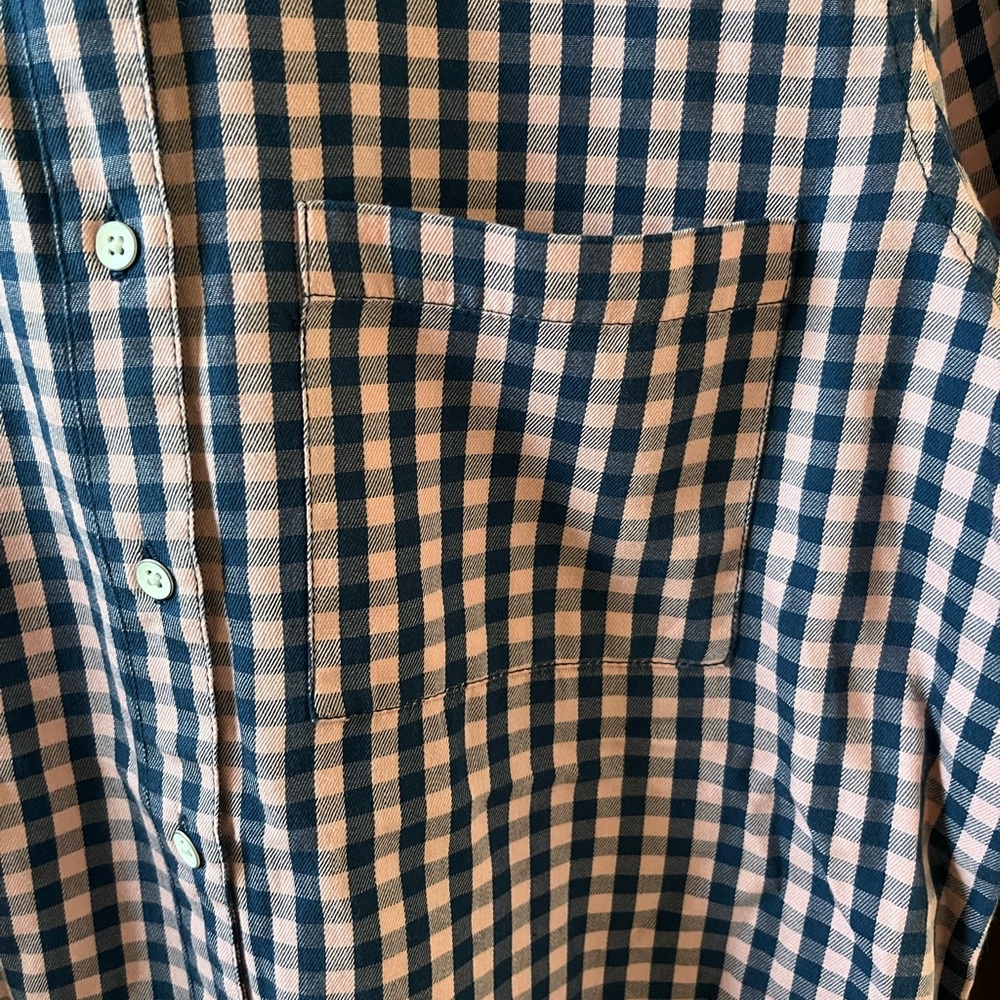 Prince & Fox Women’s Button-Up Shirt | Size S/P | Pink & Navy Gingham Plaid - Picture 2 of 8